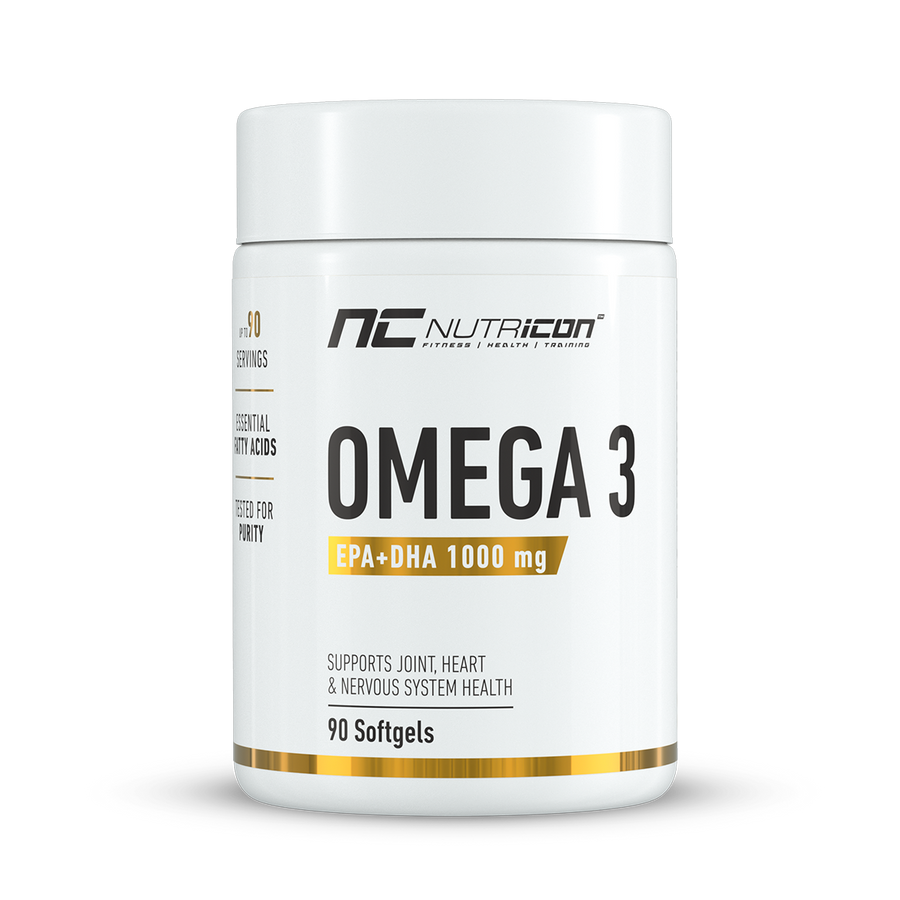NutriCon Omega 3 fish oil soft gels 90s tub – front